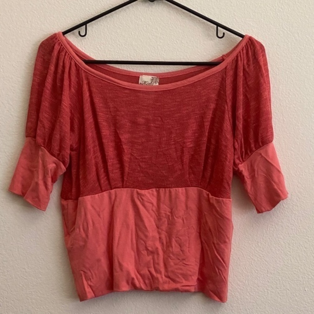 NEW Coral Knit Soft Body Wide Neck Off Shoulder Shirt Top Large L